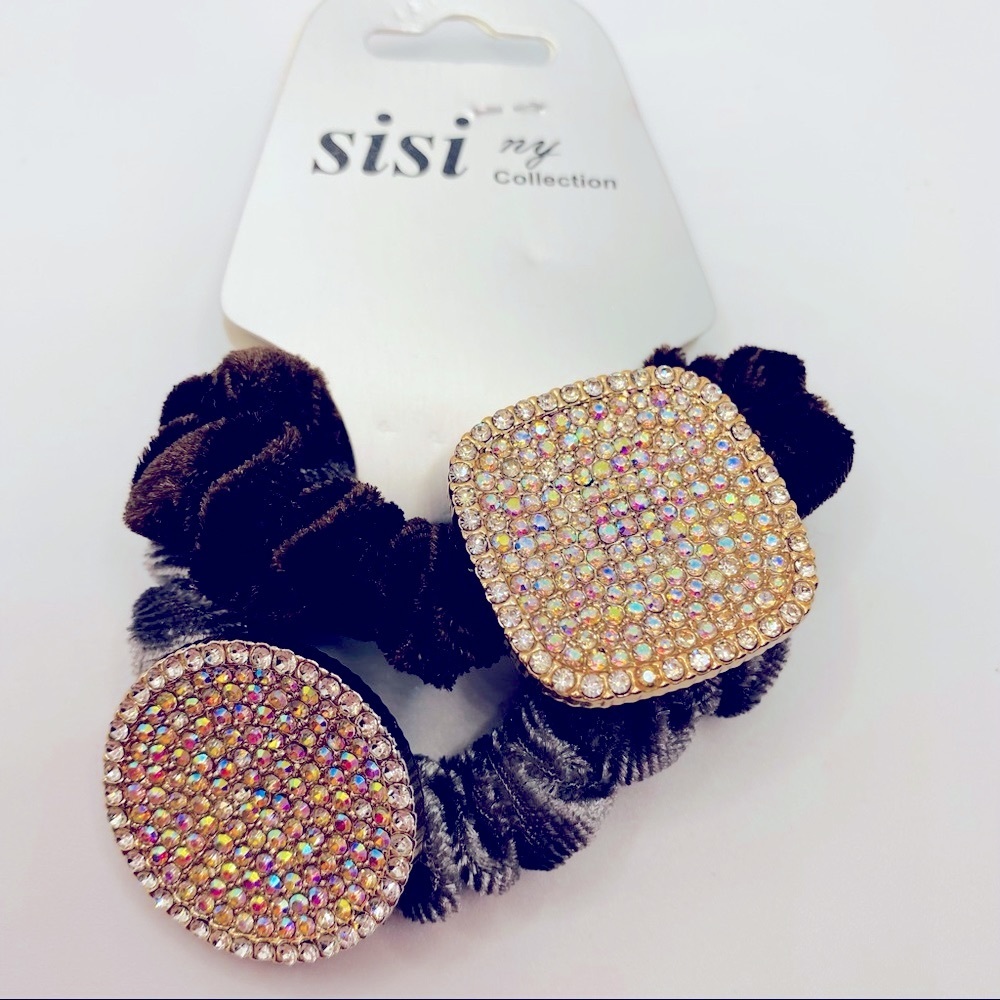 Hair Scrunchies Iridescent velvety Gray and Brown. Very Brilliant and Sh…